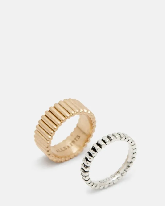 Darcy Two Tone Ring Set Wrm Braswrm Slver Women AllSaints Jewelry