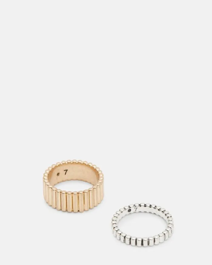 Darcy Two Tone Ring Set Wrm Braswrm Slver Women AllSaints Jewelry