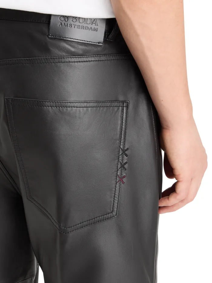 DEAN LEATHER 5POCKET PANTS Black Men Scotch and Soda Pants