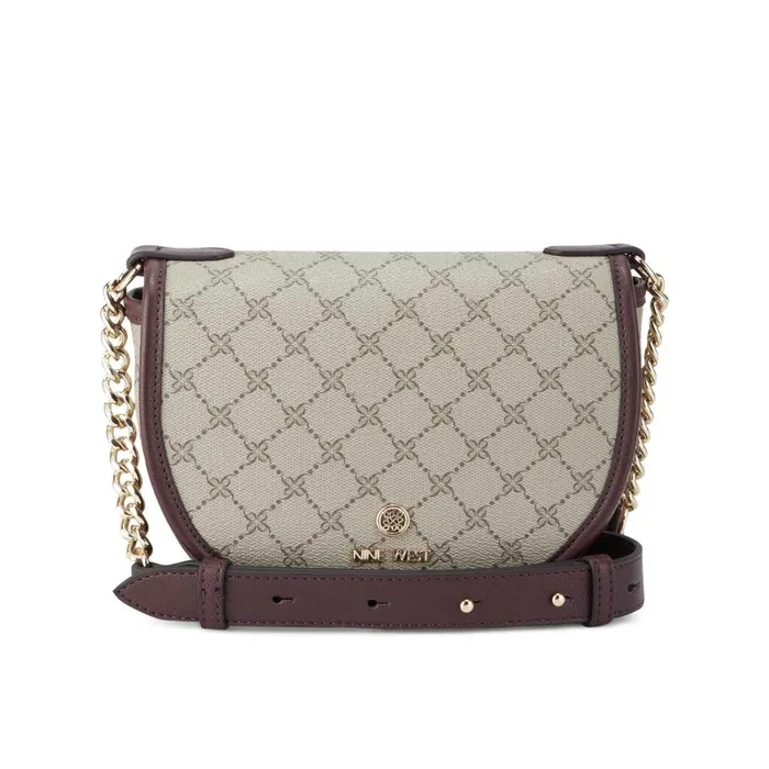 Delaine Crossbody Saddle Bag Beige Logomerlot Women Nine West Crossbody