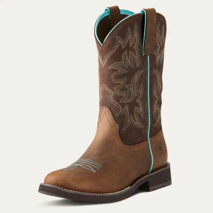 Delilah Round Toe Western Boot Distressed Brown Women Ariat Western Boots