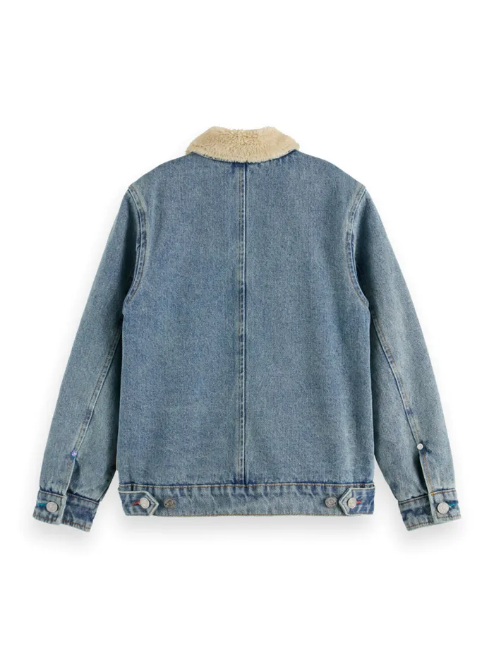 DENIM WORKWEAR JACKET WITH TEDDY LINING Washed Indigo Kids Scotch and Soda Jackets and Coats DENIM WORKWEAR JACKET WITH TEDDY LINING Washed Indigo Kids Scotch and Soda Jackets and Coats