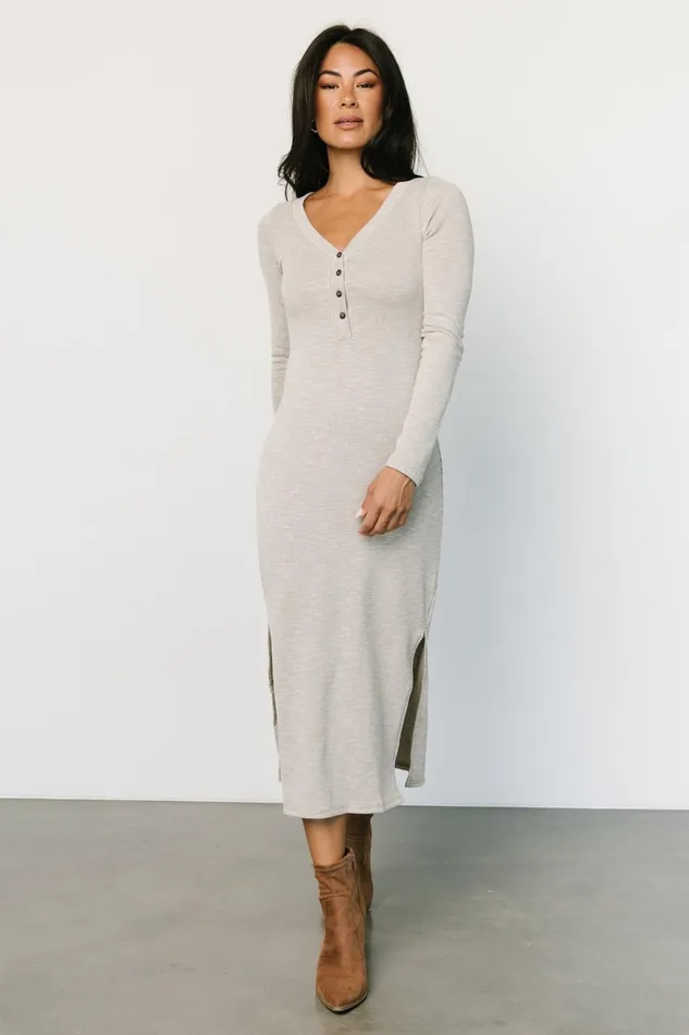 Denver Ribbed Midi Dress Light Gray Women Baltic Born Midi Dresses