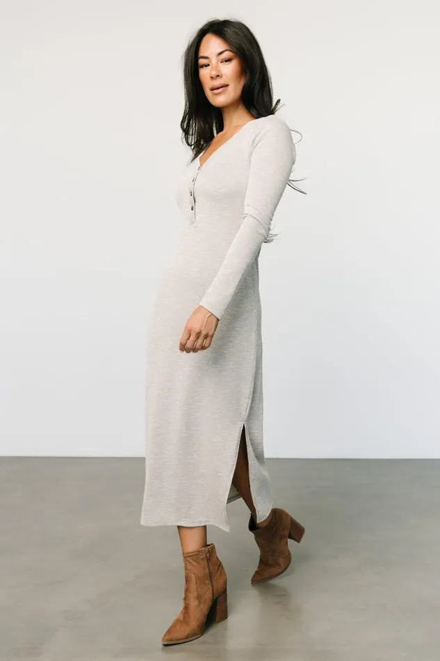 Denver Ribbed Midi Dress Light Gray Women Baltic Born Midi Dresses Denver Ribbed Midi Dress Light Gray Women Baltic Born Midi Dresses