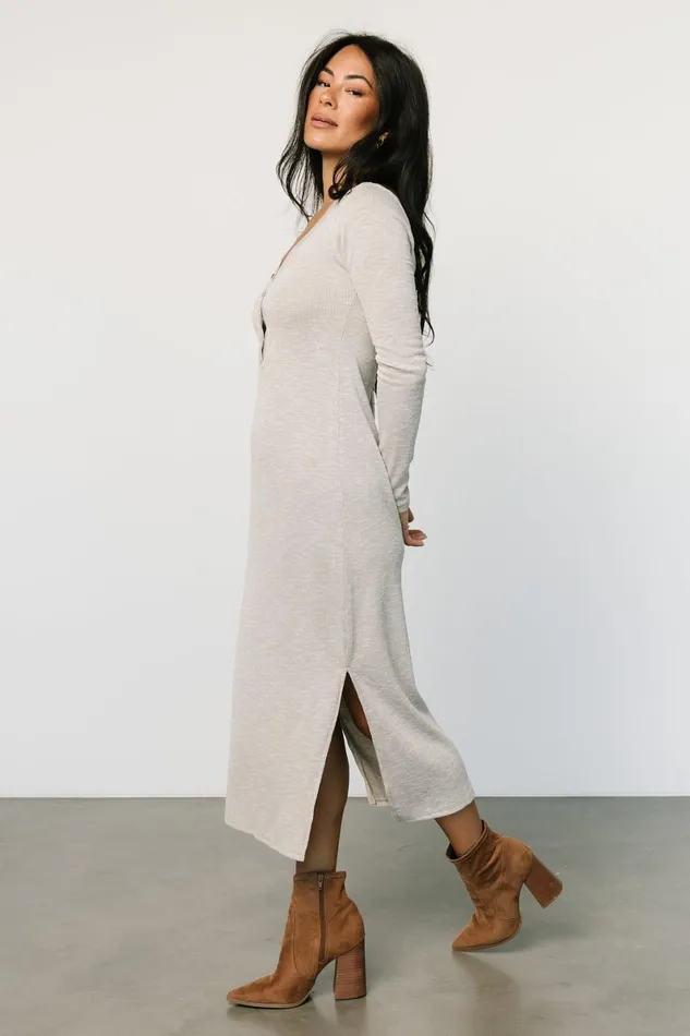 Denver Ribbed Midi Dress Light Gray Women Baltic Born Midi Dresses Denver Ribbed Midi Dress Light Gray Women Baltic Born Midi Dresses