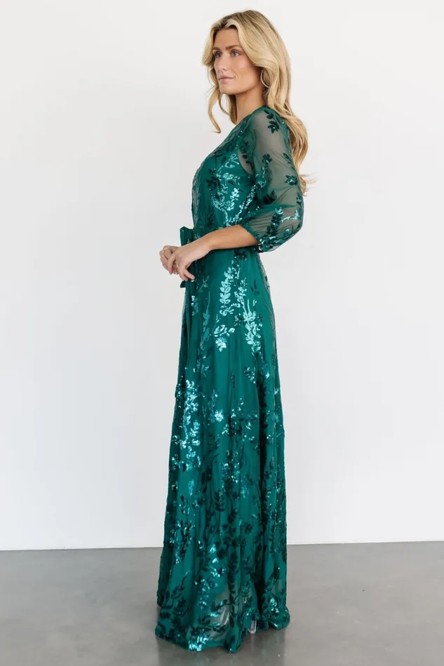 Destiny Sequin Maxi Dress Emerald Women Baltic Born Embellished Sequin Destiny Sequin Maxi Dress Emerald Women Baltic Born Embellished Sequin