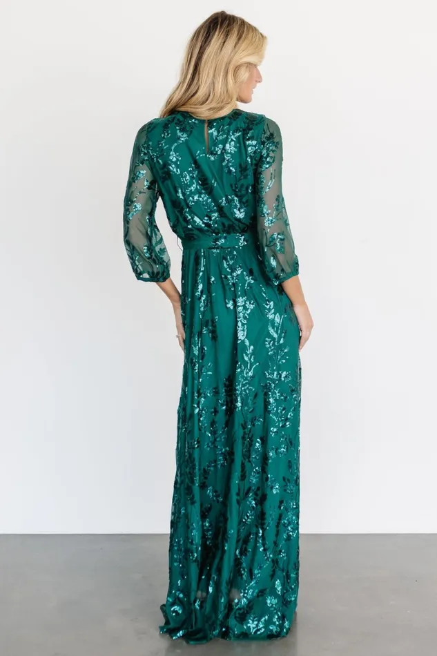 Destiny Sequin Maxi Dress Emerald Women Baltic Born Embellished Sequin Destiny Sequin Maxi Dress Emerald Women Baltic Born Embellished Sequin