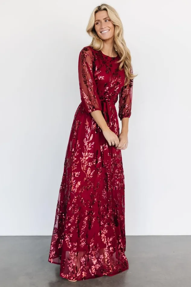Destiny Sequin Maxi Dress Wine Women Baltic Born Mother Of The Bride