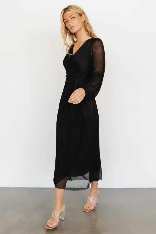 Devlyn Pleated Dress Black Shimmer Women Baltic Born Mother Of The Bride