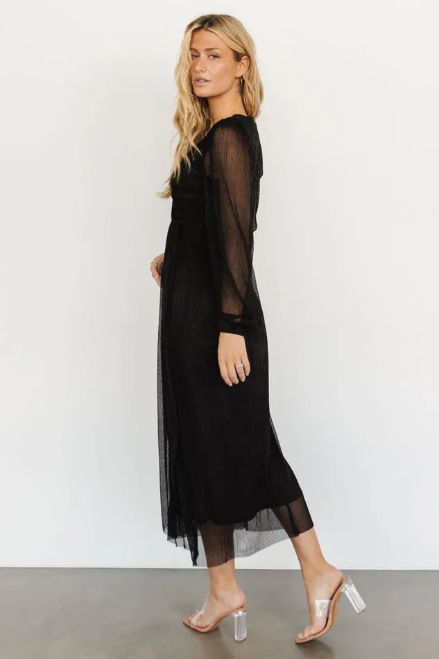 Devlyn Pleated Dress Black Shimmer Women Baltic Born Mother Of The Bride
