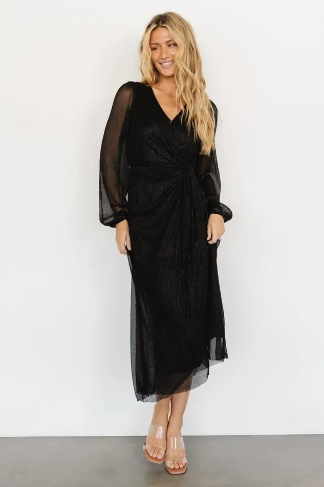 Devlyn Pleated Dress Black Shimmer Women Baltic Born Mother Of The Bride