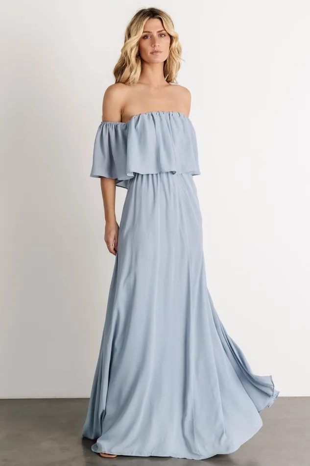 Diana Off Shoulder Maxi Dress Light Blue Women Baltic Born Mother Of The Bride