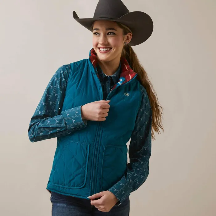Dilon Reversible Insulated Vest Deep Lagoon Women Ariat Jackets and Vests