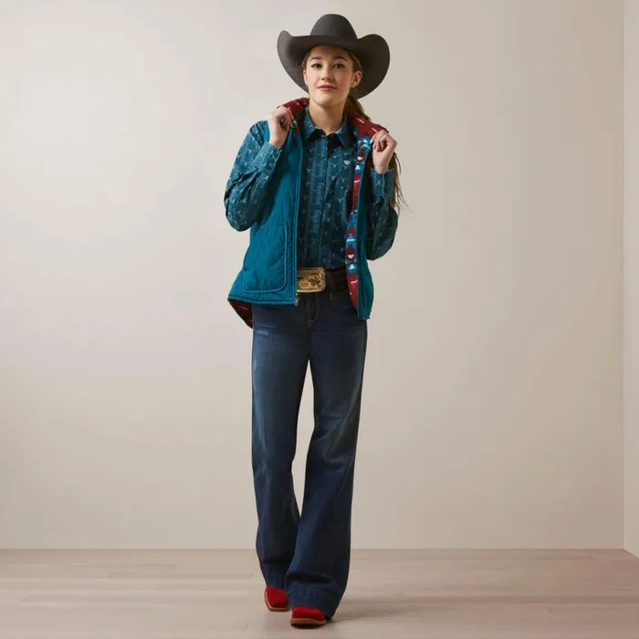 Dilon Reversible Insulated Vest Deep Lagoon Women Ariat Jackets and Vests