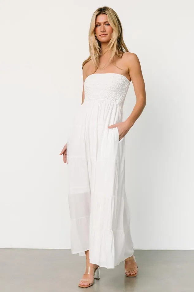 Domenica Strapless Maxi Dress Off White Women Baltic Born Bridal