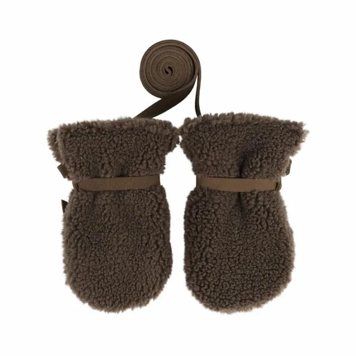Donsje Amsterdam Accessories Baby Richy Mittens Hazelnut Curly Faux Fur