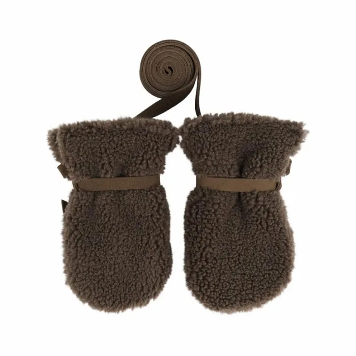 Donsje Amsterdam Accessories Baby Richy Mittens Hazelnut Curly Faux Fur