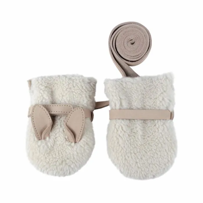 Donsje Amsterdam Accessories Baby Richy Mittens Off White Curly Faux Fur