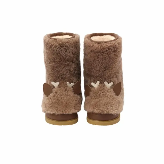 Donsje Amsterdam Animal Styles Girls Irfi Boots Chestnut Curly Sheep Wool