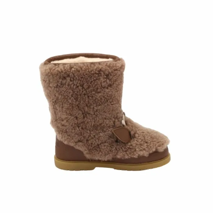 Donsje Amsterdam Animal Styles Girls Irfi Boots Chestnut Curly Sheep Wool