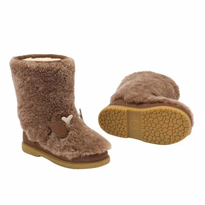 Donsje Amsterdam Animal Styles Girls Irfi Boots Chestnut Curly Sheep Wool
