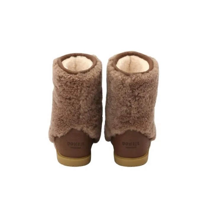 Donsje Amsterdam Animal Styles Girls Irfi Boots Chestnut Curly Sheep Wool