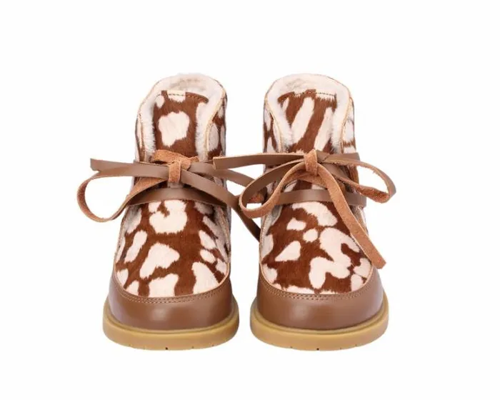 Donsje Amsterdam Ankle Boots Girls Buddy Exclusive Brown Spotted Cow Hair