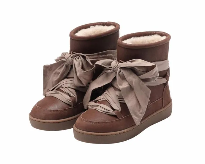 Donsje Amsterdam Ankle Boots Girls Ganza Boots Milk Chocolate Leather
