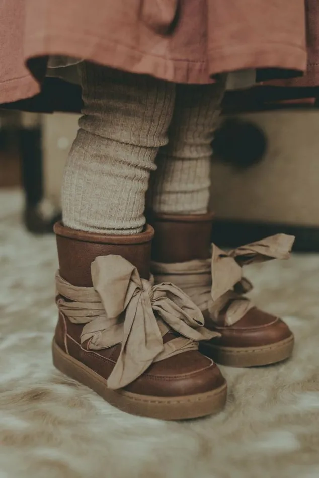 Donsje Amsterdam Ankle Boots Girls Ganza Boots Milk Chocolate Leather