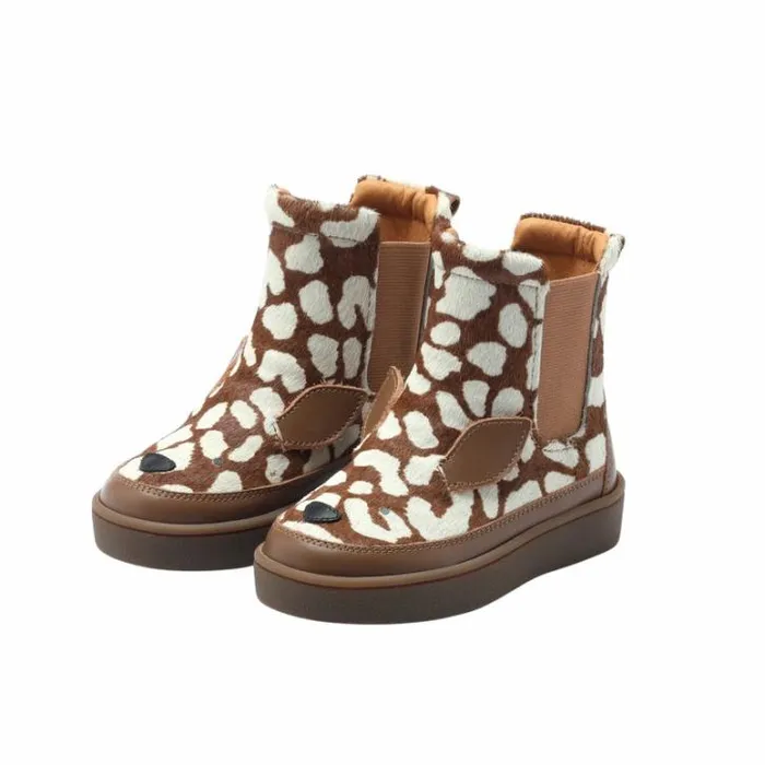 Donsje Amsterdam Ankle Boots Girls Thuru Exclusive Brown Spotted Cow Hair