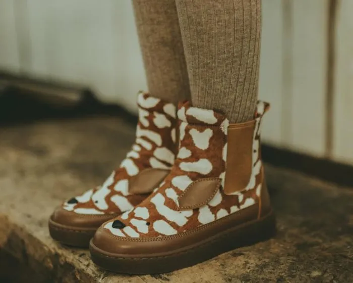 Donsje Amsterdam Ankle Boots Girls Thuru Exclusive Brown Spotted Cow Hair