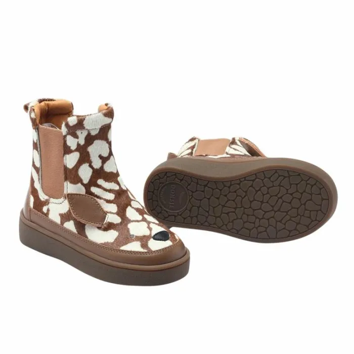 Donsje Amsterdam Ankle Boots Girls Thuru Exclusive Brown Spotted Cow Hair