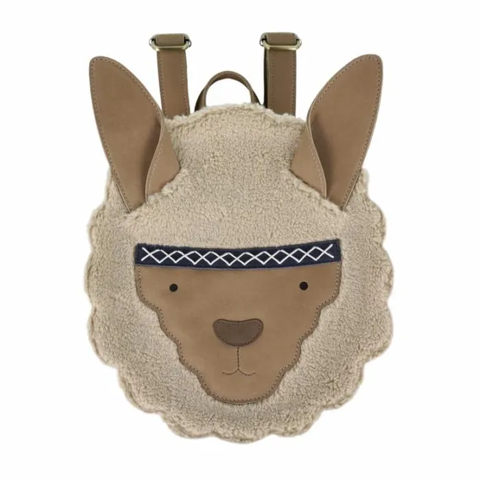Donsje Amsterdam Backpacks and Purses Girls Umi Schoolbag Beige Curly Faux Fur