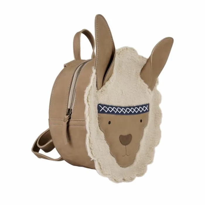 Donsje Amsterdam Backpacks and Purses Girls Umi Schoolbag Beige Curly Faux Fur