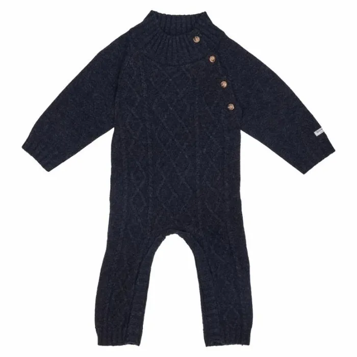 Donsje Amsterdam Bodysuits and Playsuits Baby Toon Merino Wool Jumpsuit Blue Marine Melange