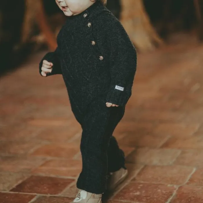 Donsje Amsterdam Bodysuits and Playsuits Baby Toon Merino Wool Jumpsuit Blue Marine Melange