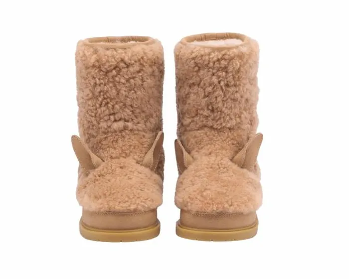 Donsje Amsterdam Boots Girls Irfi Boots Beige Curly Sheep Wool