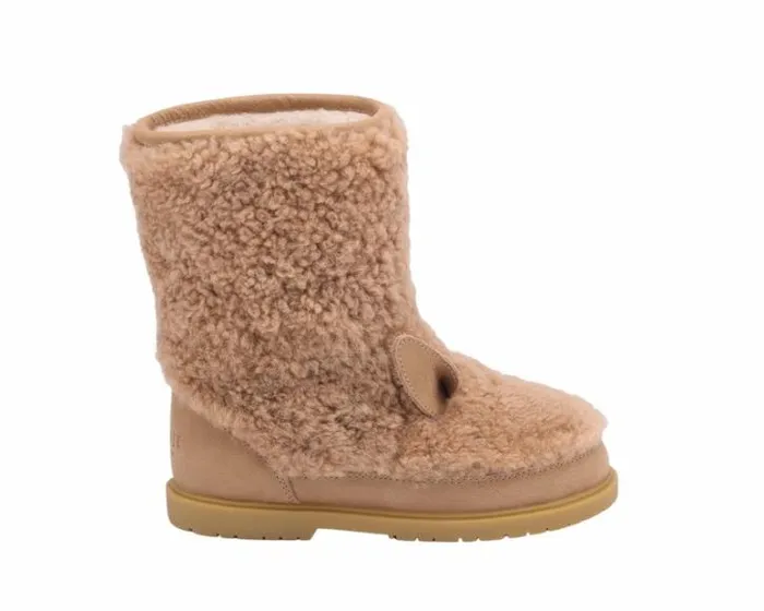 Donsje Amsterdam Boots Girls Irfi Boots Beige Curly Sheep Wool