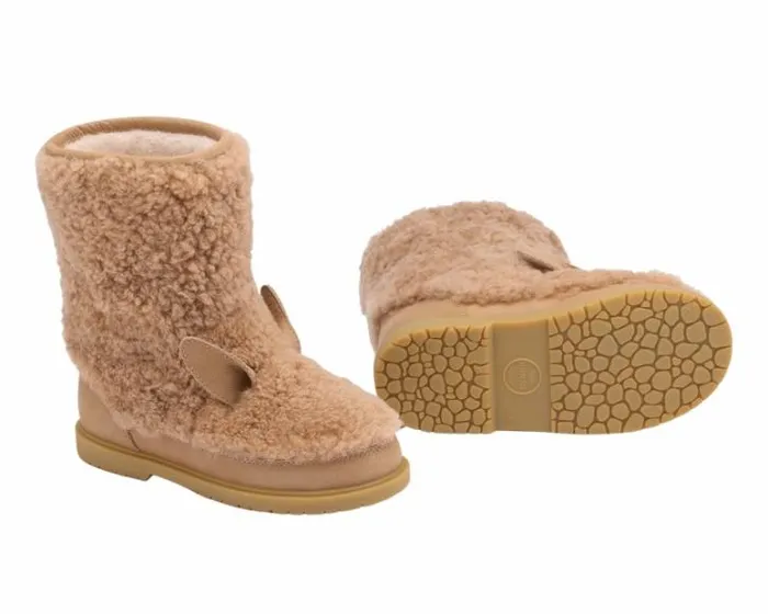 Donsje Amsterdam Boots Girls Irfi Boots Beige Curly Sheep Wool