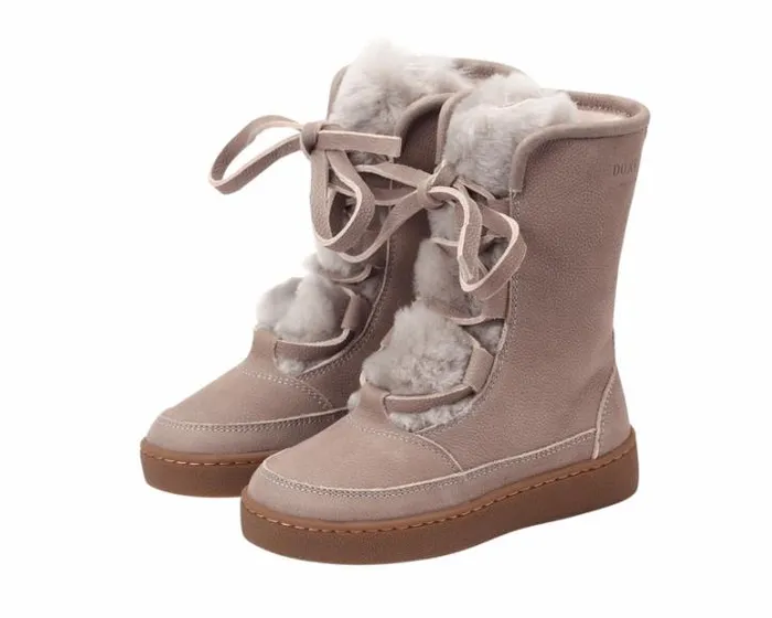 Donsje Amsterdam Boots Girls Sonny Boots Light Grey Betting Leather