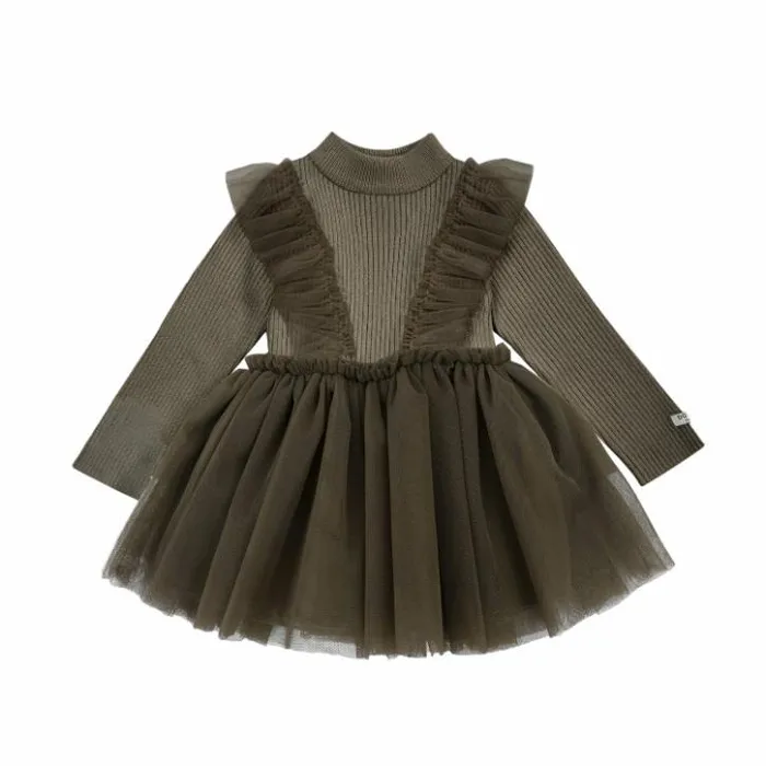 Donsje Amsterdam Dresses and Skirts Baby Flovos Dress Stone Green