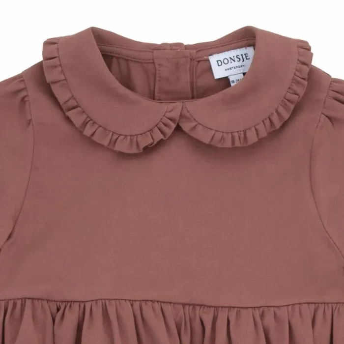 Donsje Amsterdam Dresses and Skirts Girls Prala Dress Dark Clay