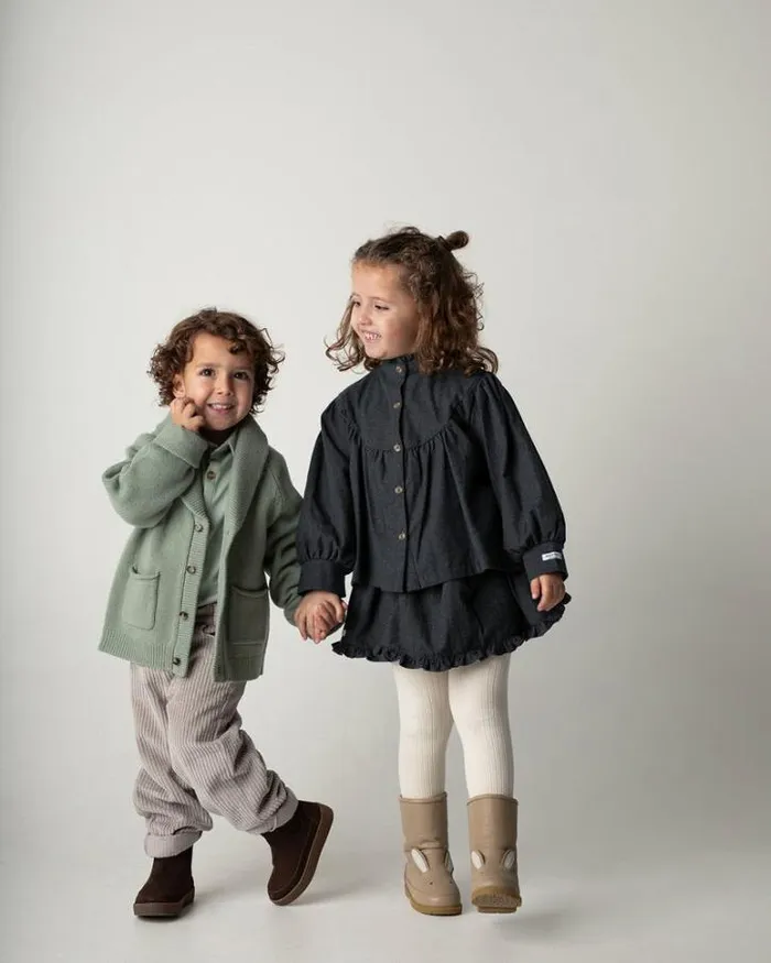 Donsje Amsterdam Dresses and Skirts Girls Toddi Skirt Cloudy Grey