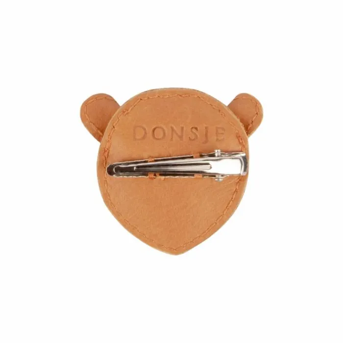 Donsje Amsterdam Hair Accessories Girls Josy Classic Hairclip Camel Classic Leather