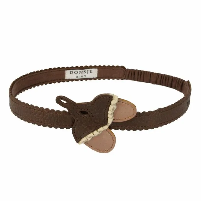 Donsje Amsterdam Hair Accessories Girls Wonda Headband Brown Grain Leather