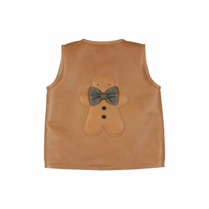 Donsje Amsterdam Jackets and Gilets Boys Lige Gilet Toast Grain Leather