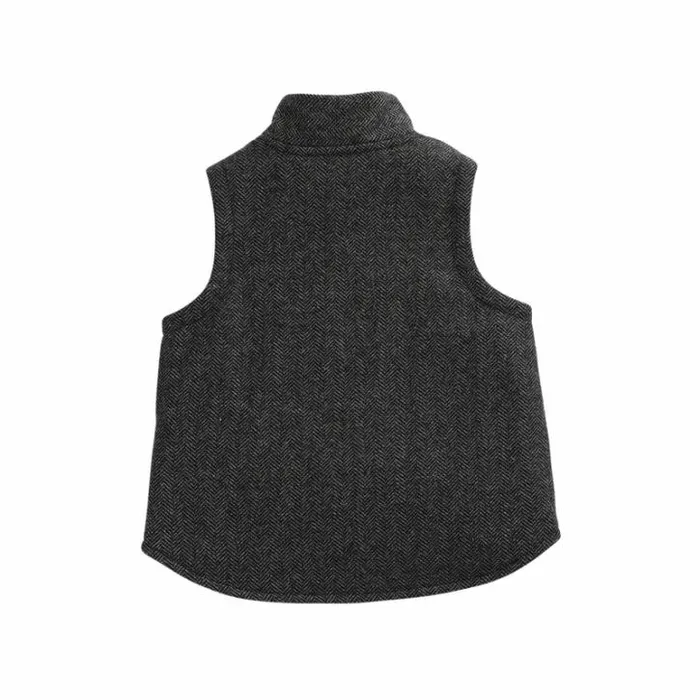 Donsje Amsterdam Jackets and Gilets Boys Thur Tweed Waistcoat Dark Grey Tweed