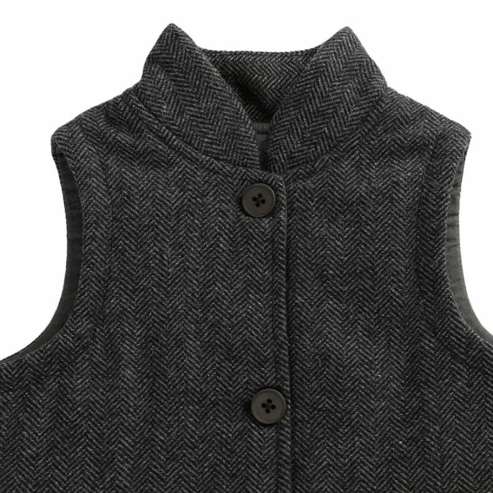 Donsje Amsterdam Jackets and Gilets Boys Thur Tweed Waistcoat Dark Grey Tweed