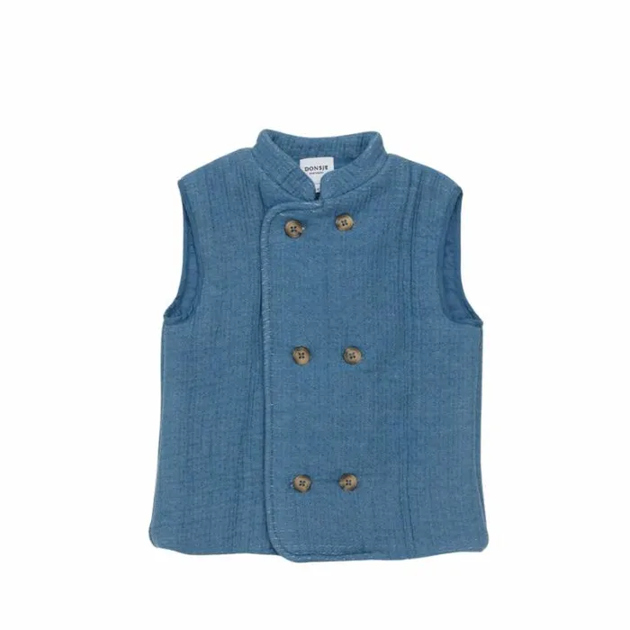 Donsje Amsterdam Jackets and Gilets Boys Tiepo Waistcoat Steel Blue