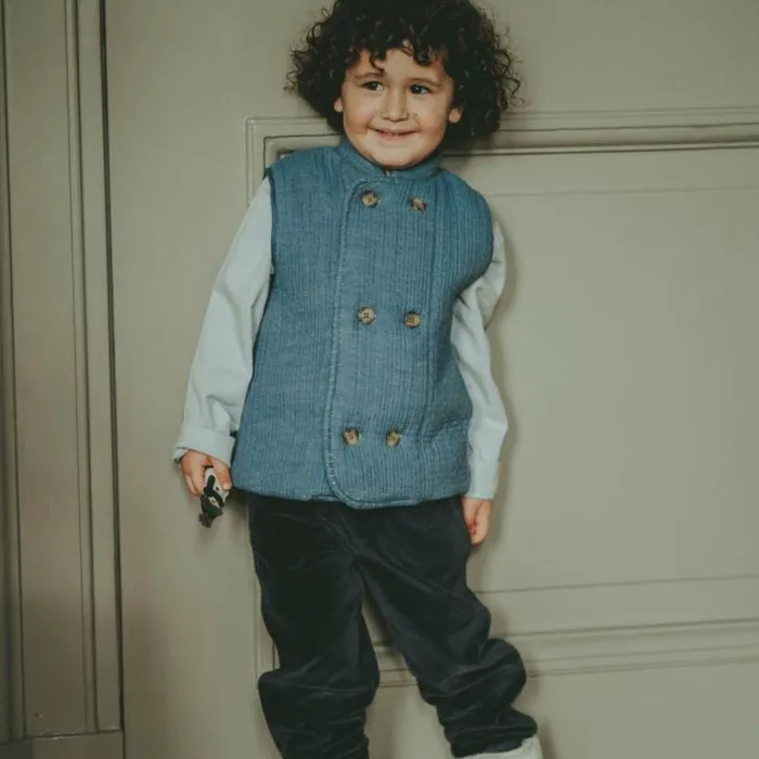 Donsje Amsterdam Jackets and Gilets Boys Tiepo Waistcoat Steel Blue